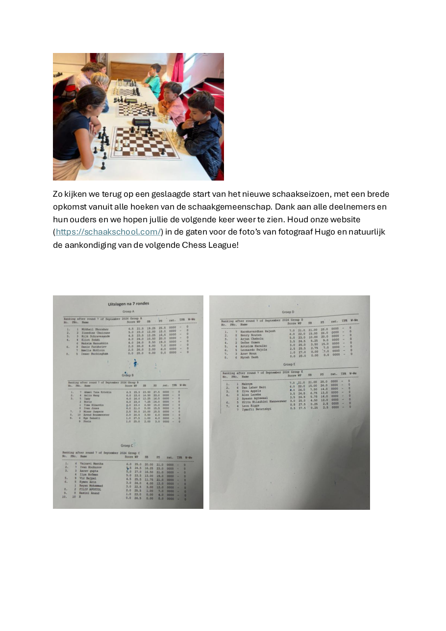 Verslag Chess League 20 sep.